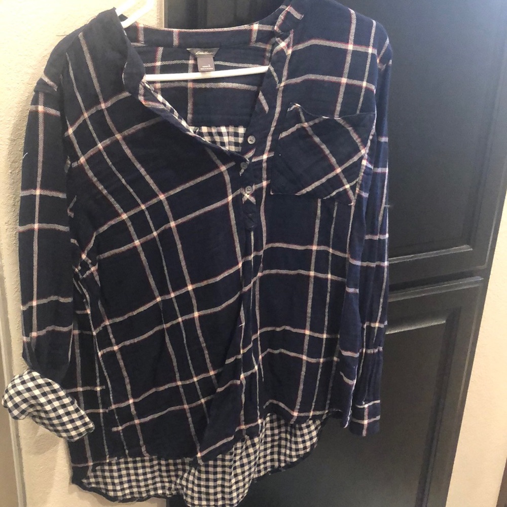 Eddie B Navy flannel top